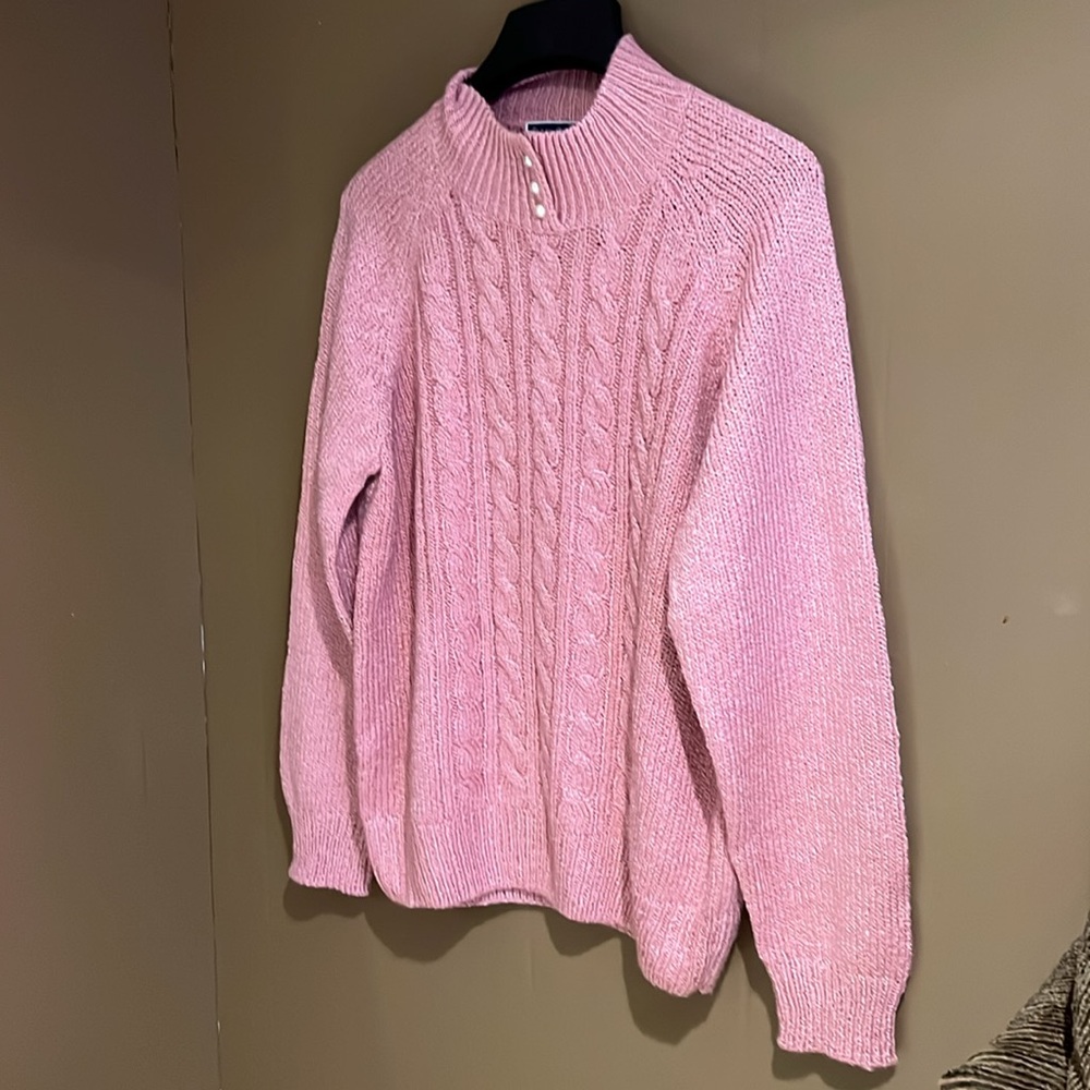 Karen Scott Women’s Pink Cable Knit Sweater Sz Petite XL NEW - Picture 2 of 7